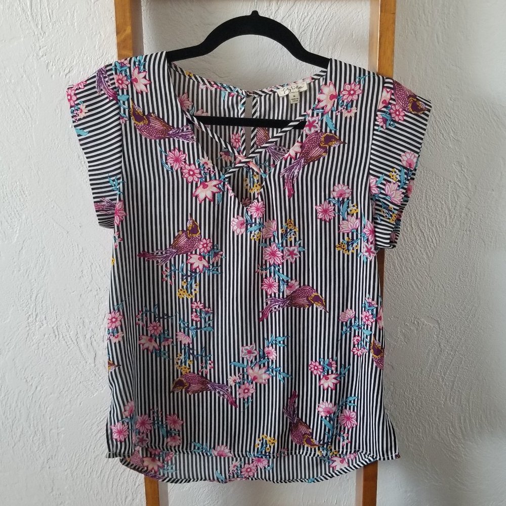 Lily White Short Sleeve Striped Tunic Sz M